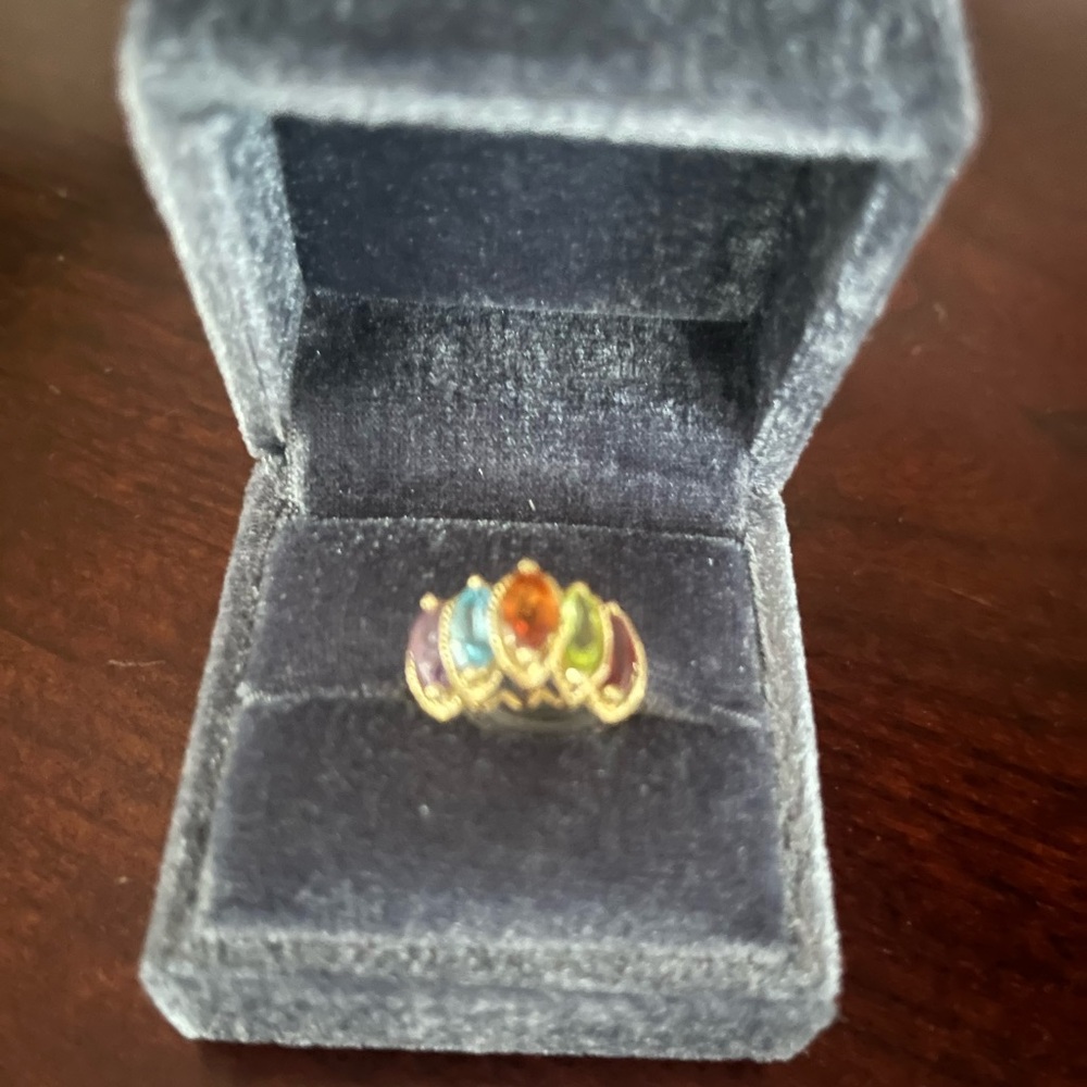Multicolor 14k gold gemstone ring